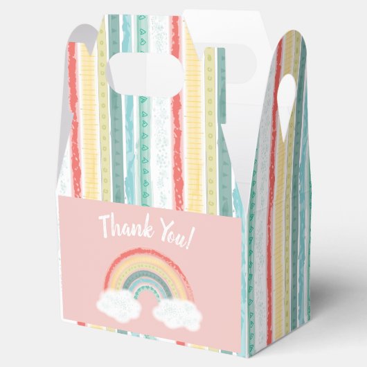 Boho Rainbow Baby shower Roze Bedankdoosjes (Geopend)