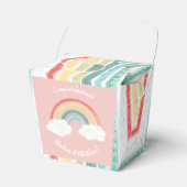 Boho Rainbow Baby shower Roze Bedankdoosjes (Voorkant Zijde)