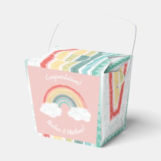 Boho Rainbow Baby shower Roze Bedankdoosjes (Voorkant Zijde)