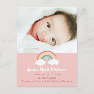 Boho Rainbow Baby shower Roze Briefkaart