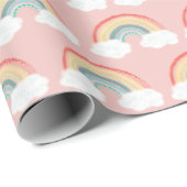 Boho Rainbow Baby shower Roze Cadeaupapier (Rol Hoek)