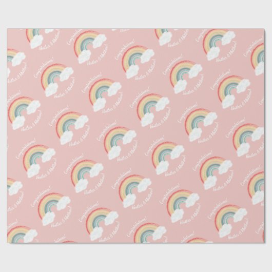 Boho Rainbow Baby shower Roze Cadeaupapier (Vlak)