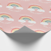 Boho Rainbow Baby shower Roze Cadeaupapier (Hoek)