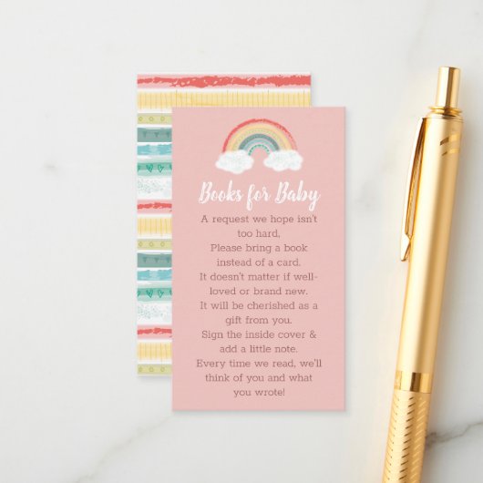 Boho Rainbow Baby shower Roze Informatiekaartje (Voorkant / Achterkant in situ)