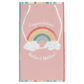 Boho Rainbow Baby shower Roze Klein Cadeauzakje (Achterkant)