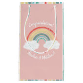 Boho Rainbow Baby shower Roze Klein Cadeauzakje (Voorkant)