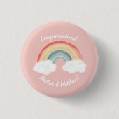 Boho Rainbow Baby shower Roze Ronde Button 3,2 Cm (Voorkant)