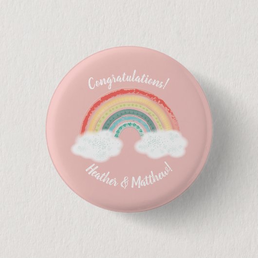 Boho Rainbow Baby shower Roze Ronde Button 3,2 Cm (Voorkant)