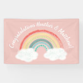 Boho Rainbow Baby shower Roze Spandoek (Horizontaal)