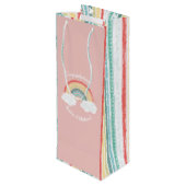 Boho Rainbow Baby shower Roze Wijn Cadeautas (Achterkant Gekanteld)