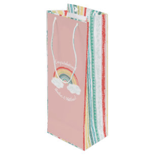 Boho Rainbow Baby shower Roze Wijn Cadeautas