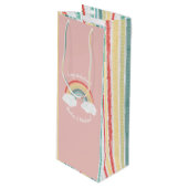 Boho Rainbow Baby shower Roze Wijn Cadeautas (Voorkant Gekanteld)