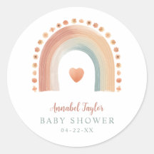 Boho Rainbow Baby shower Sticker – Waterverf Roun