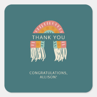 Boho Rainbow Baby Shower Thank You Favor Vierkante Sticker