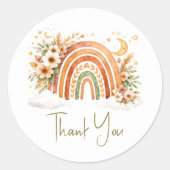 Boho Rainbow Baby Shower Thank You Ronde Sticker (Voorkant)