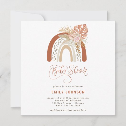 Boho Rainbow Baby shower Uitnodiging (Voorkant)