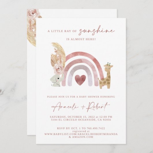 Boho Rainbow Baby shower Uitnodiging (Voorkant / Achterkant)