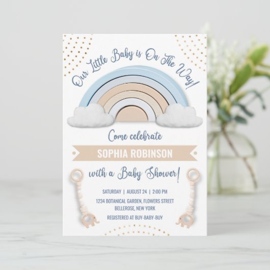 Boho Rainbow Baby shower Uitnodiging (Staand voorkant)