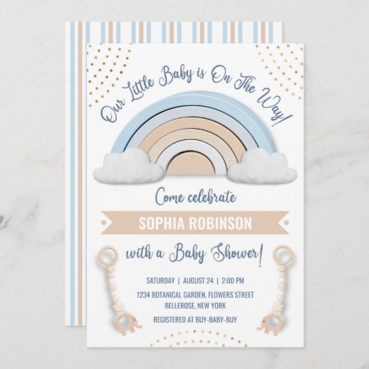 Boho Rainbow Baby shower Uitnodiging (Voorkant / Achterkant)