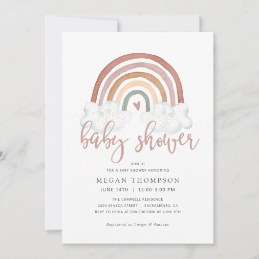 Boho Rainbow Baby shower Uitnodiging (Voorkant)