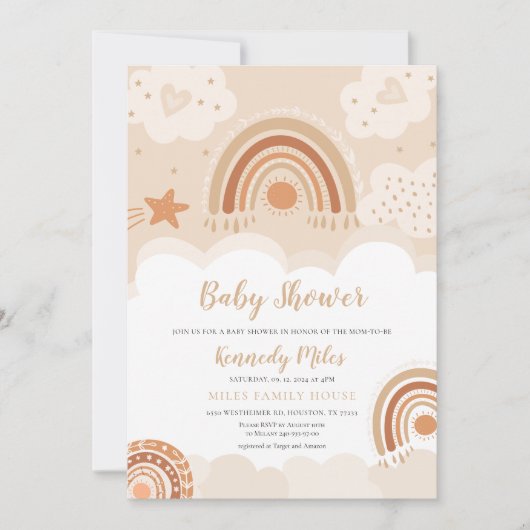 Boho Rainbow Baby shower Uitnodiging (Voorkant)