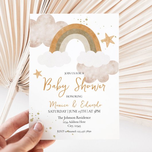 Boho Rainbow Baby shower Uitnodiging