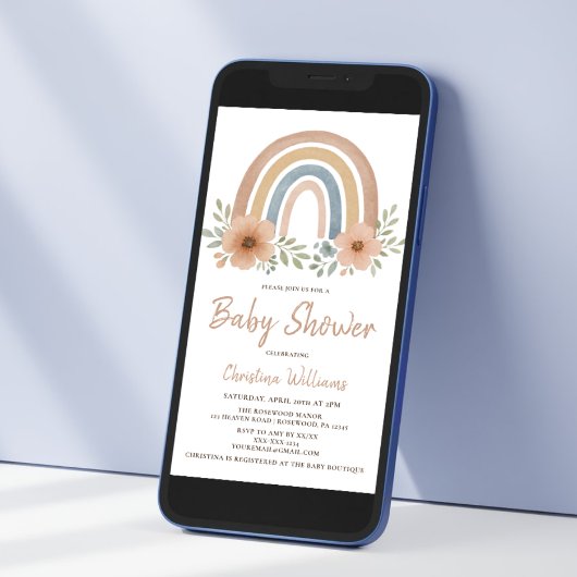 Boho Rainbow Baby shower Uitnodiging