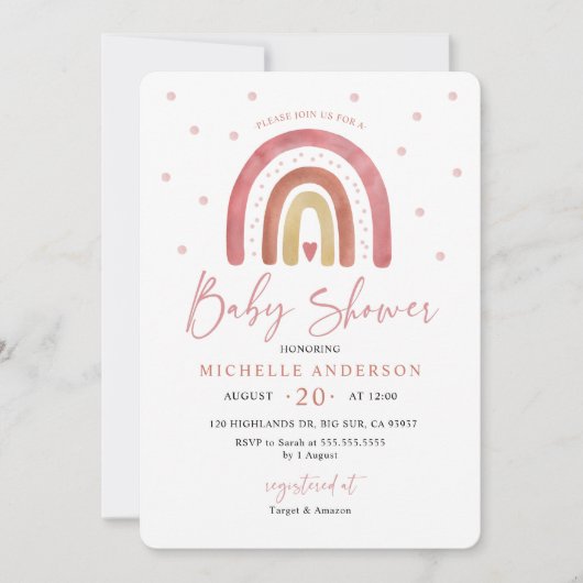 Boho Rainbow Baby shower Uitnodiging (Voorkant)