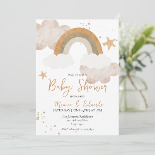 Boho Rainbow Baby shower Uitnodiging (Staand voorkant)