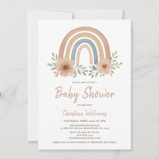 Boho Rainbow Baby shower Uitnodiging (Voorkant)