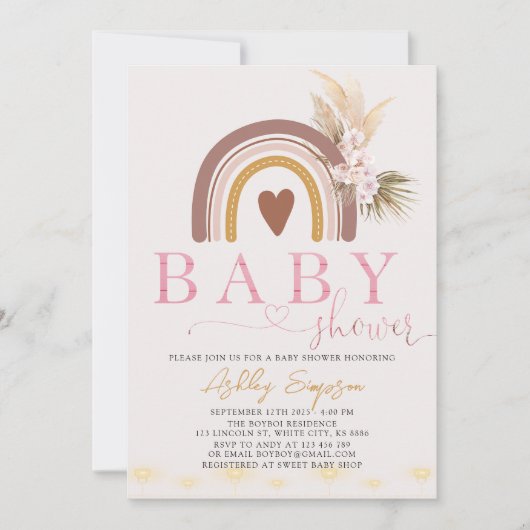 Boho Rainbow Baby shower Uitnodiging (Voorkant)