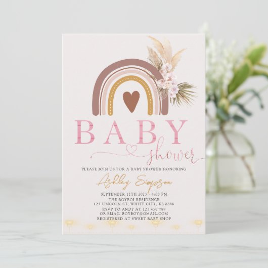 Boho Rainbow Baby shower Uitnodiging (Staand voorkant)