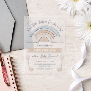 Boho Rainbow Baby shower Vellum Uitnodigingen