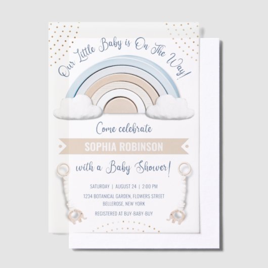 Boho Rainbow Baby shower Vellum Uitnodigingen (Offset)