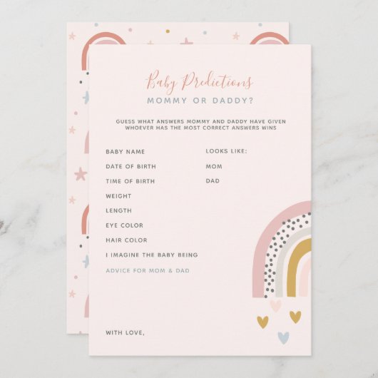 Boho Rainbow Baby shower Voorspellingen en advies (Voorkant / Achterkant)