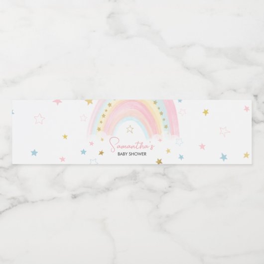 Boho Rainbow Baby shower Waterfles Etiket (Enkel label)
