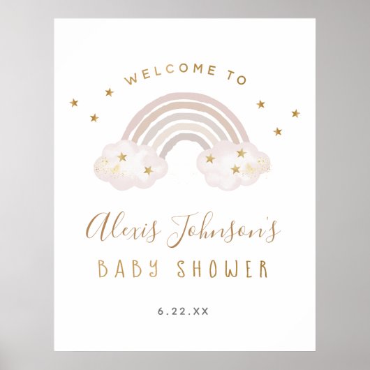 Boho Rainbow Baby shower Welkom Poster (Voorkant)