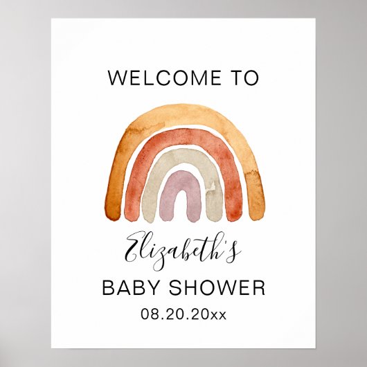 Boho Rainbow Baby shower Welkomstteken Poster (Voorkant)