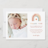 Boho Rainbow Baby Thank You Card – 2-foto modern Bedankkaart (Voorkant)