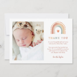Boho Rainbow Baby Thank You Card – 2-foto modern Bedankkaart