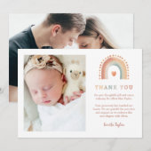 Boho Rainbow Baby Thank You Card – 2-foto modern Bedankkaart (Voorkant / Achterkant)
