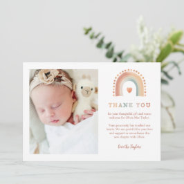 Boho Rainbow Baby Thank You Card – 2-foto modern Bedankkaart