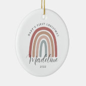 Boho Rainbow Baby's eerste kerstOrnament Keramisch Ornament (Rechts)