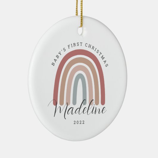 Boho Rainbow Baby's eerste kerstOrnament Keramisch Ornament (Rechts)
