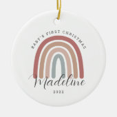 Boho Rainbow Baby's eerste kerstOrnament Keramisch Ornament (Voorkant)