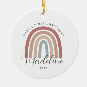 Boho Rainbow Baby's eerste kerstOrnament Keramisch Ornament
