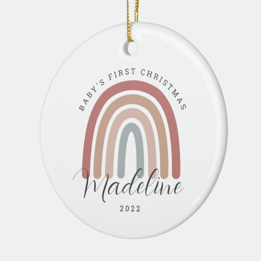 Boho Rainbow Baby's eerste kerstOrnament Keramisch Ornament (Links)