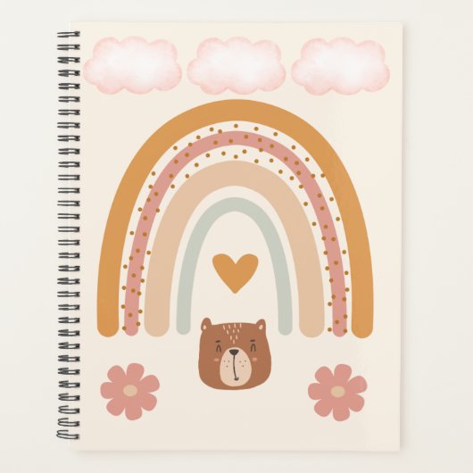 Boho Rainbow & Bear Nursery Art | Neutral Baby  Planner (Voorkant)