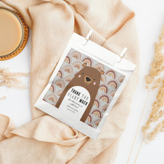 Boho Rainbow Bear Thank You Neutral Baby Shower Bedankzakje