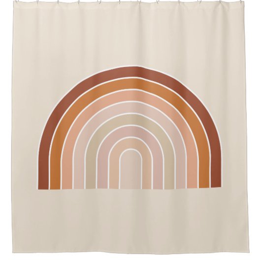 Boho Rainbow Beige Terracotta Douchegordijn (Voorkant)